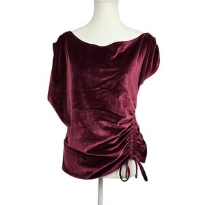 Michael Michael Kors Velvet Ruched Blouse - Deep Burgundy, Sz M